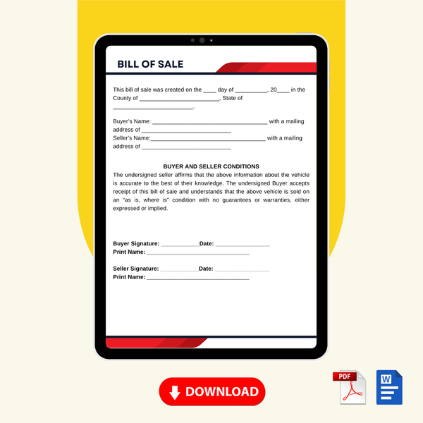Basic Bill of Sale Form Template [Printable Word Editable] - Image 2