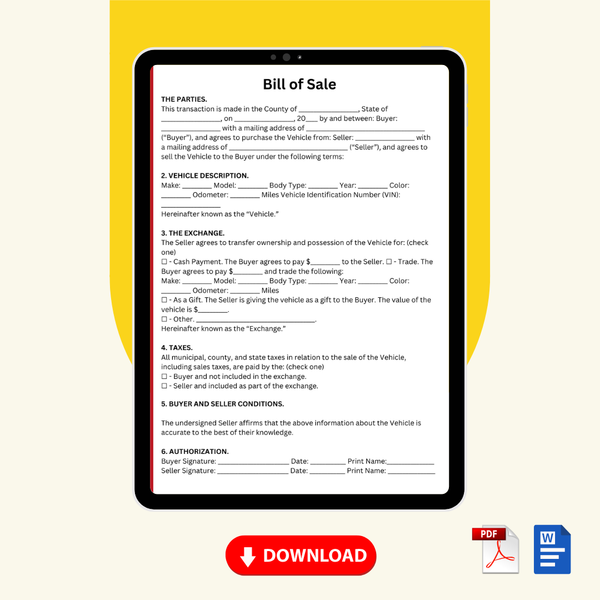 Blank Bill of Sale Form Template [Printable Word Editable] - Image 2