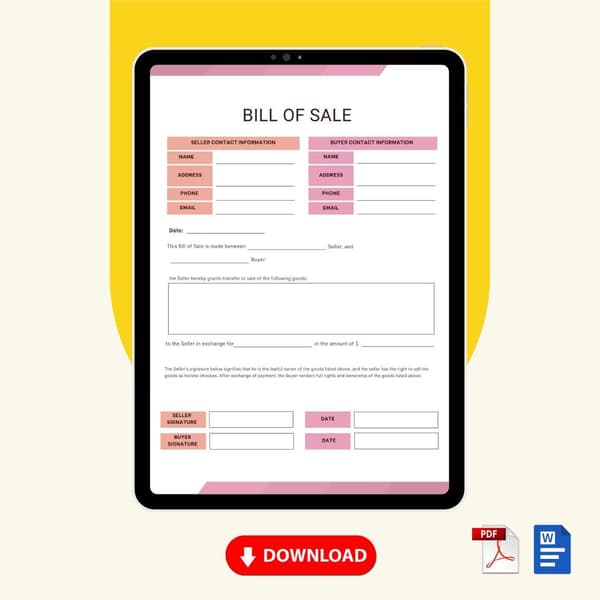Business Bill of Sale Form Template [Printable Word] - Image 2