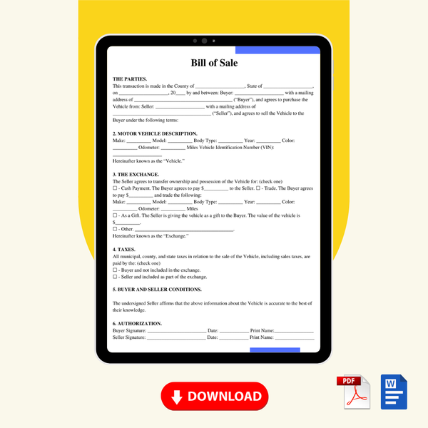 DMV Bill of Sale Form Template [Printable Word Editable] - Image 2