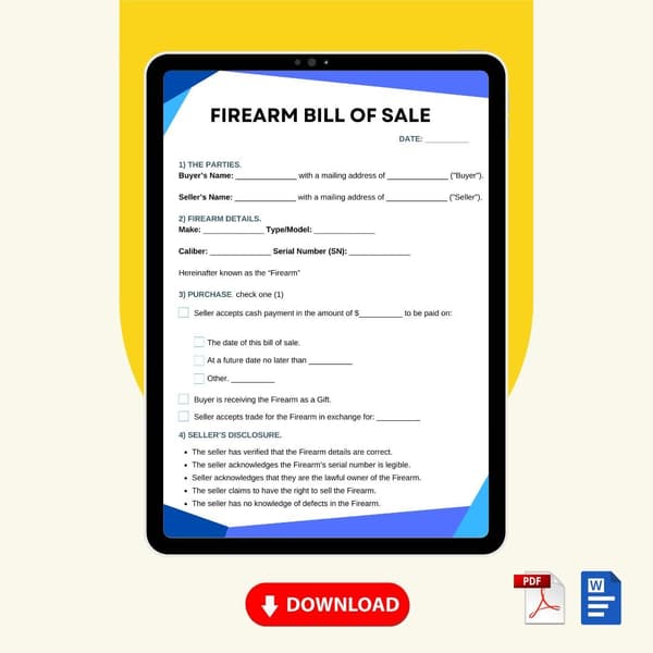 Firearm Bill of Sale Form Template [Printable Word Editable] - Image 2