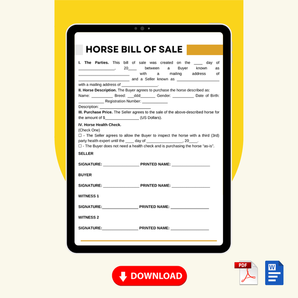 Horse Bill of Sale Form Template [Printable Word Editable] - Image 2