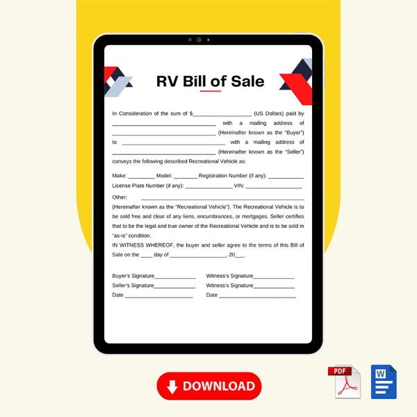 RV Bill of Sale Form Template [Printable Word Editable] - Image 2
