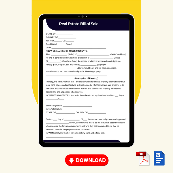 Real Estate Bill of Sale Form Template [Printable Word Editable] - Image 2
