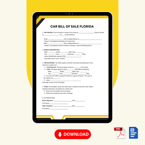 Vehicle Bill of Sale Form Template [Printable Word Editable] - Image 2