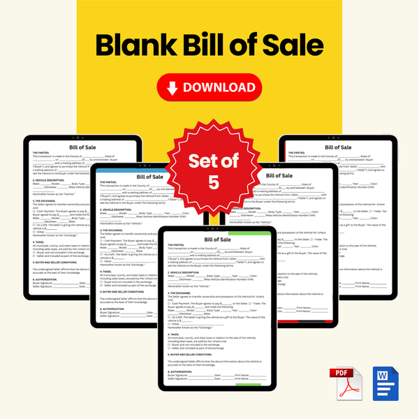 Blank Bill of Sale