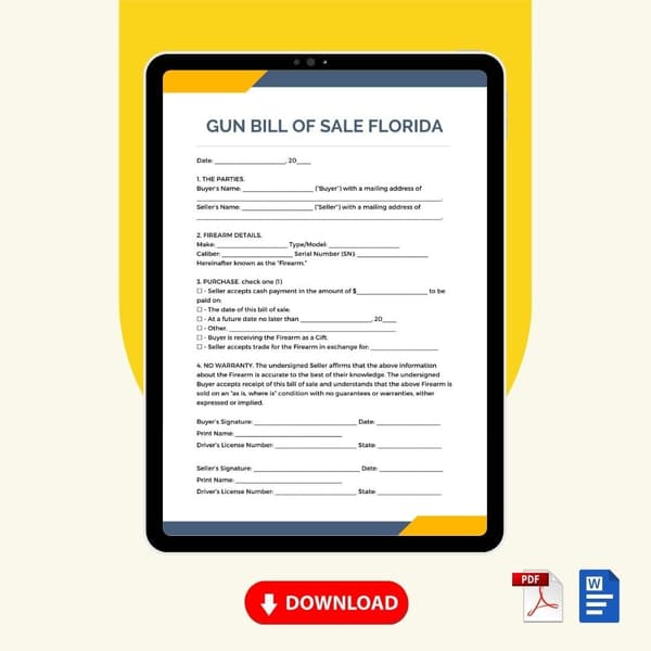 Florida Gun Bill of Sale Form Template [Printable Word Editable] - Image 2