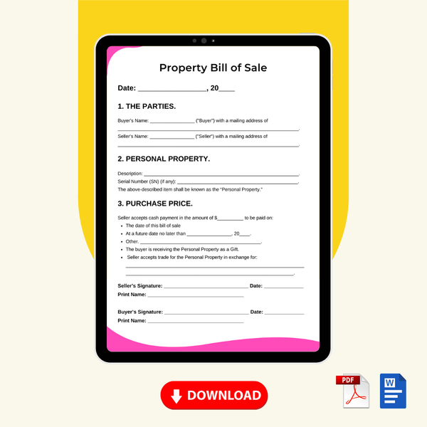Property Bill of Sale Form Template [Printable Word Editable] - Image 2