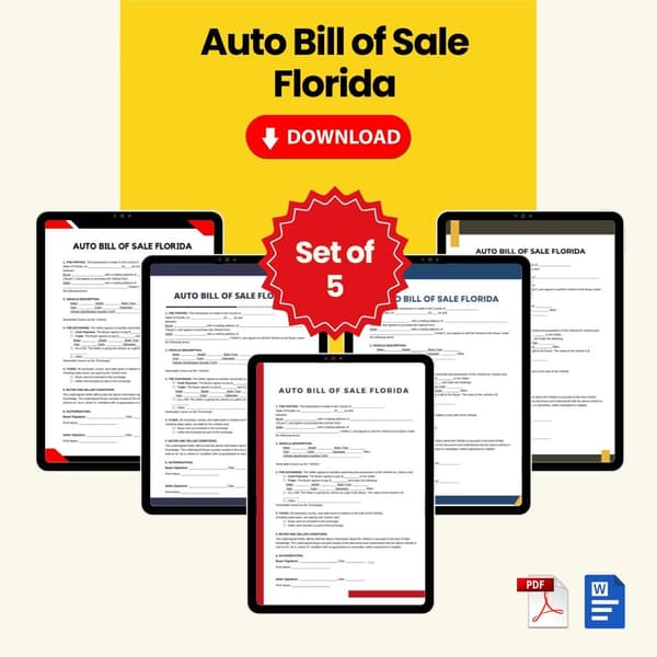 Auto Bill of Sale Florida